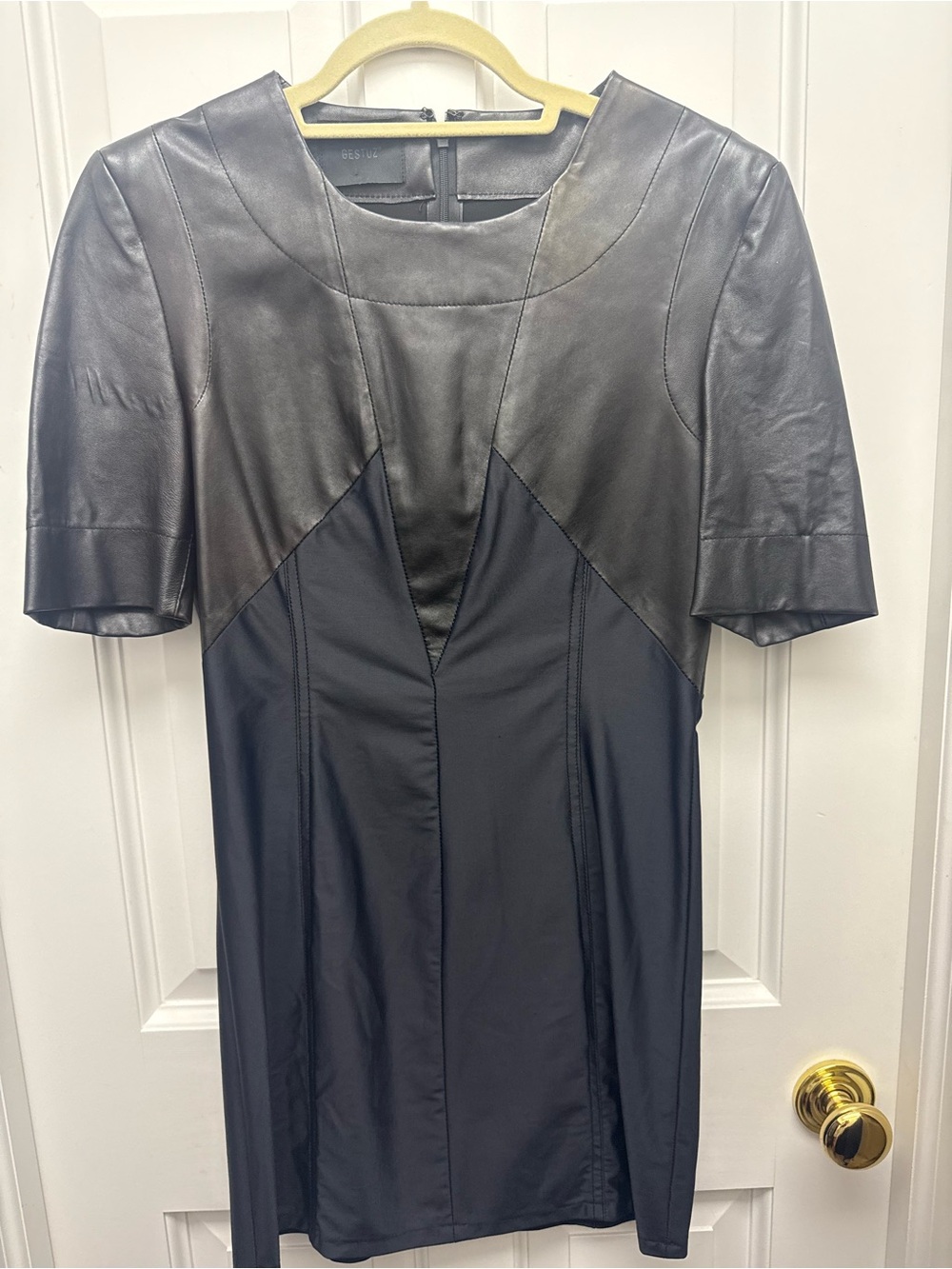 Women’s Black Leather-Panel Mini Dress